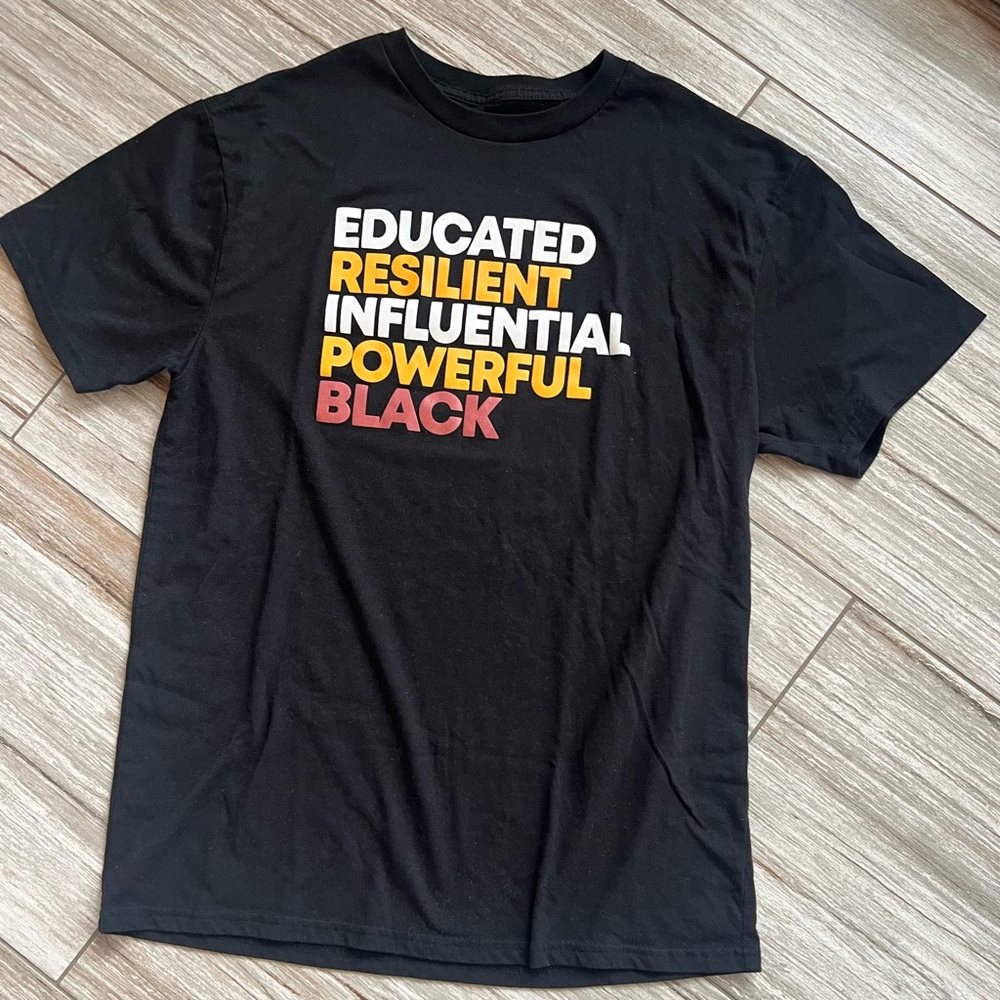 Black Graphic T-Shirt with Bold Text